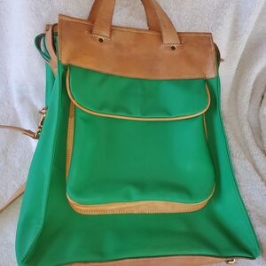 Jon Hart Design Green and Tan Satchel